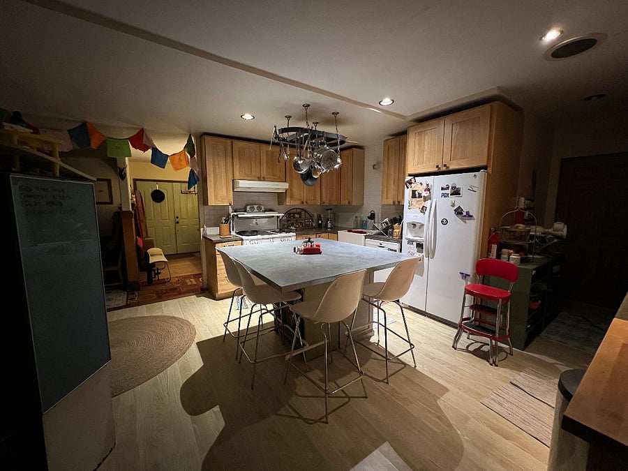 Your own dedicated cupboards and fridge space. Gas range. Microwave. Air Fryer.