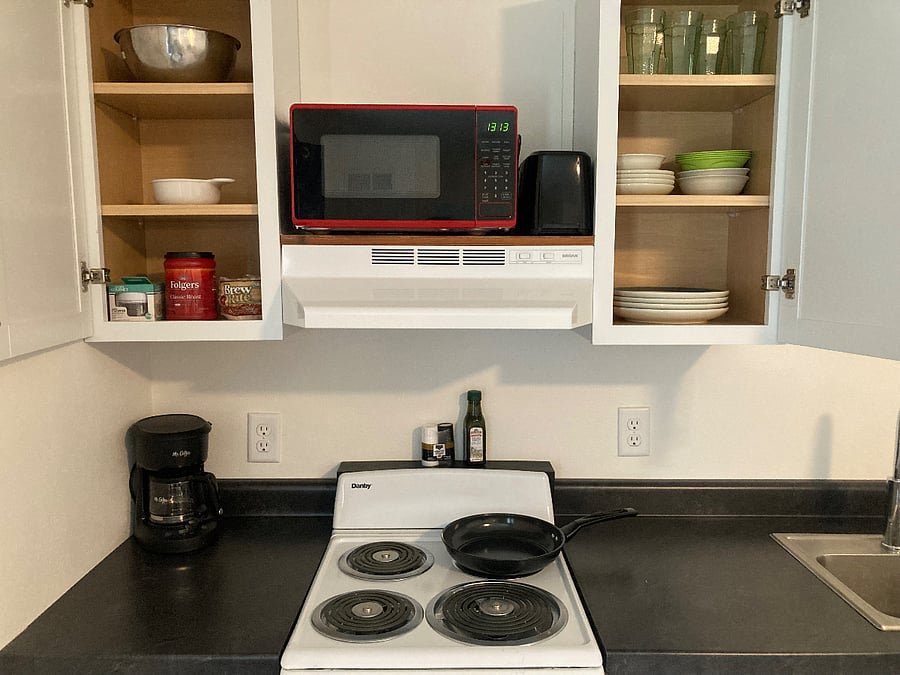 Kitchen is stocked with all the basics to get you started.