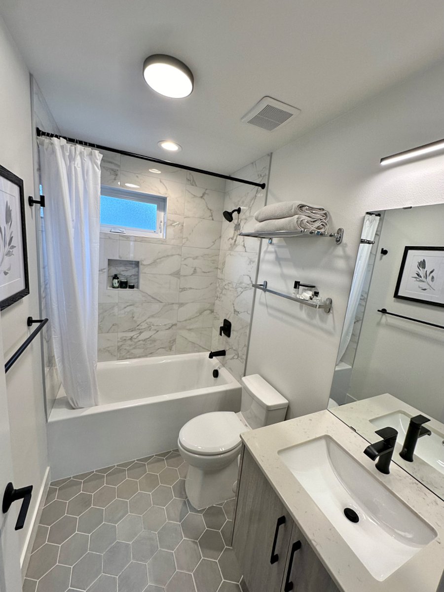 Upstairs Bathroom with additional shelving installed