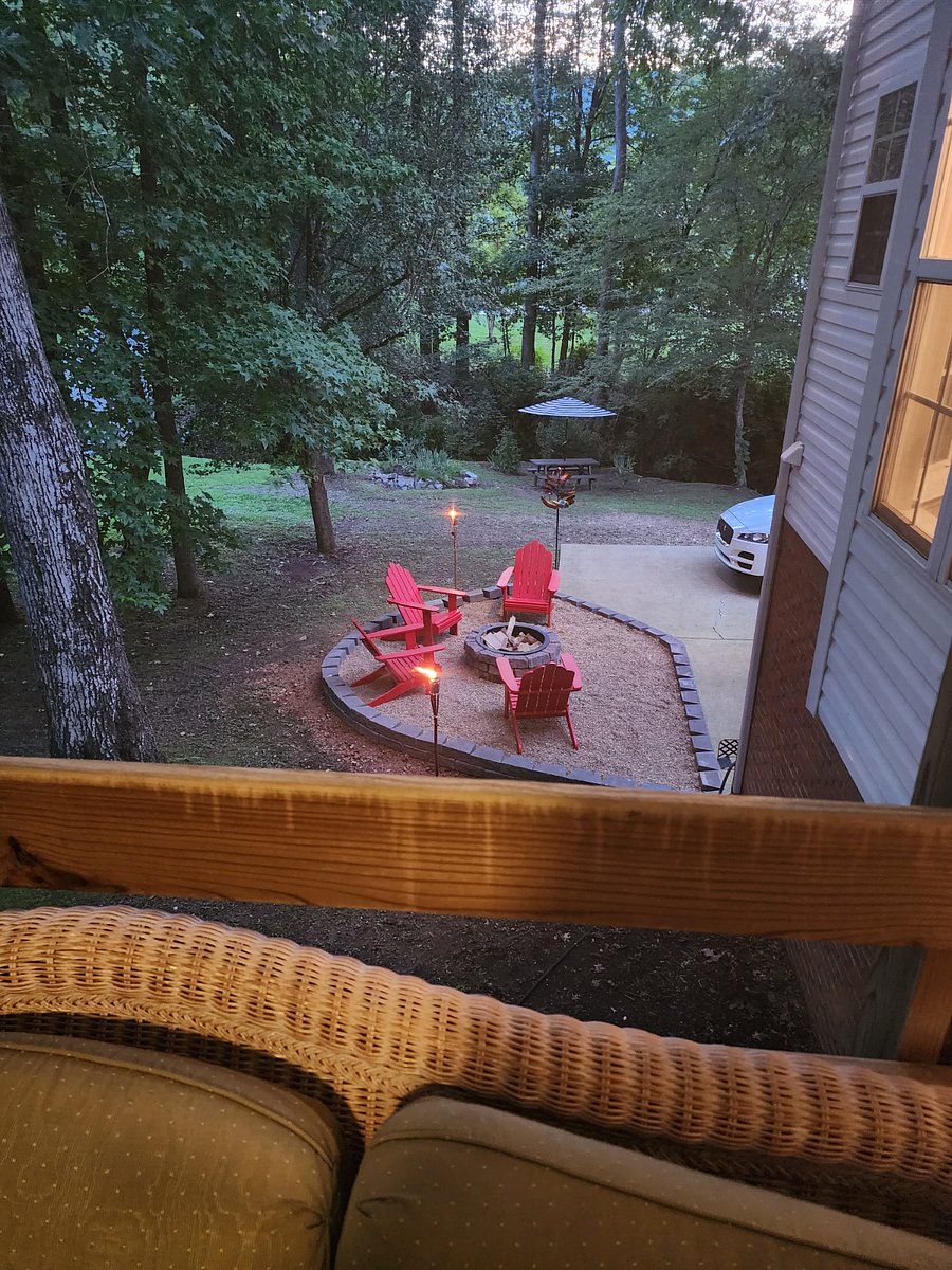 Firepit view from the screened in porch