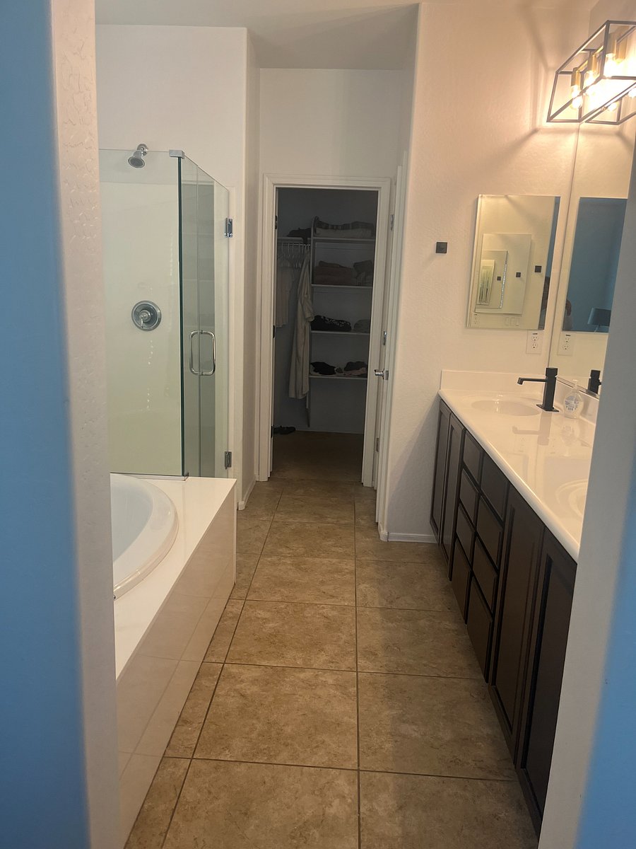 main bathroom - tub and shower plus double sinks and walk in closet
