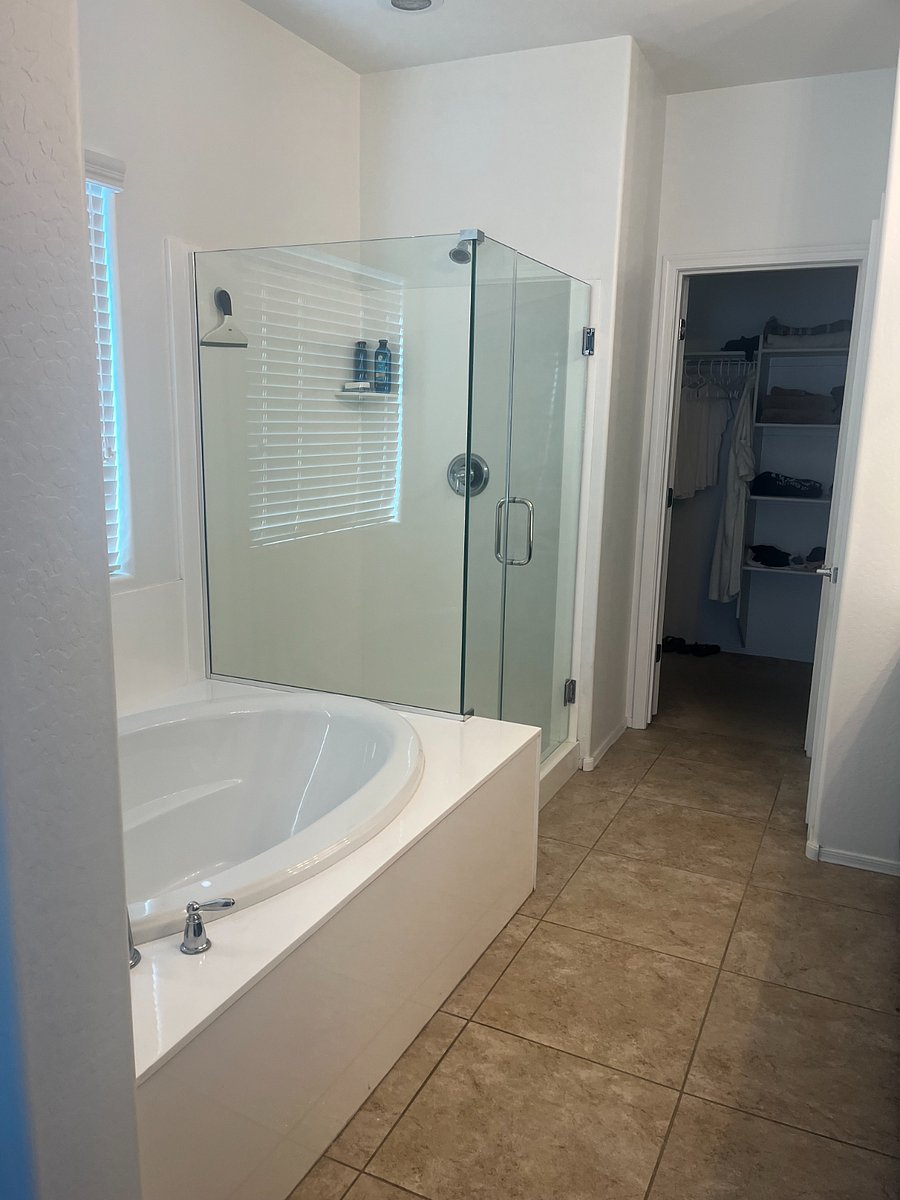 main bathroom tub and shower