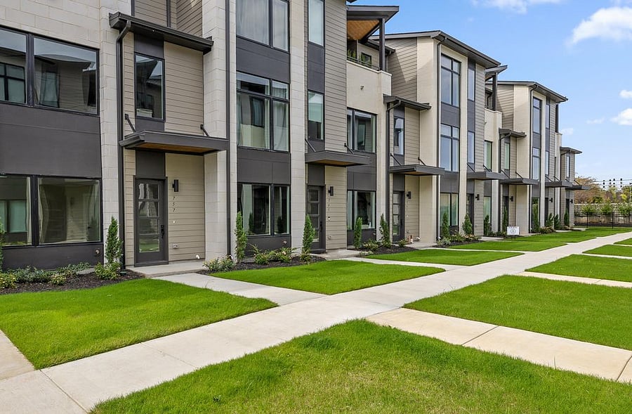Exterior of row of townhouses at Burnside Place