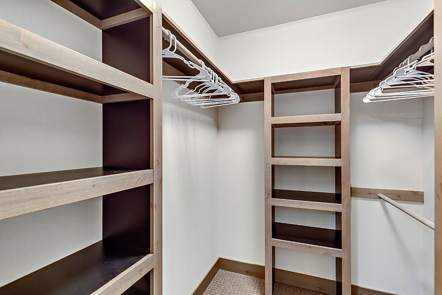 Walk-in closet in master bedroom