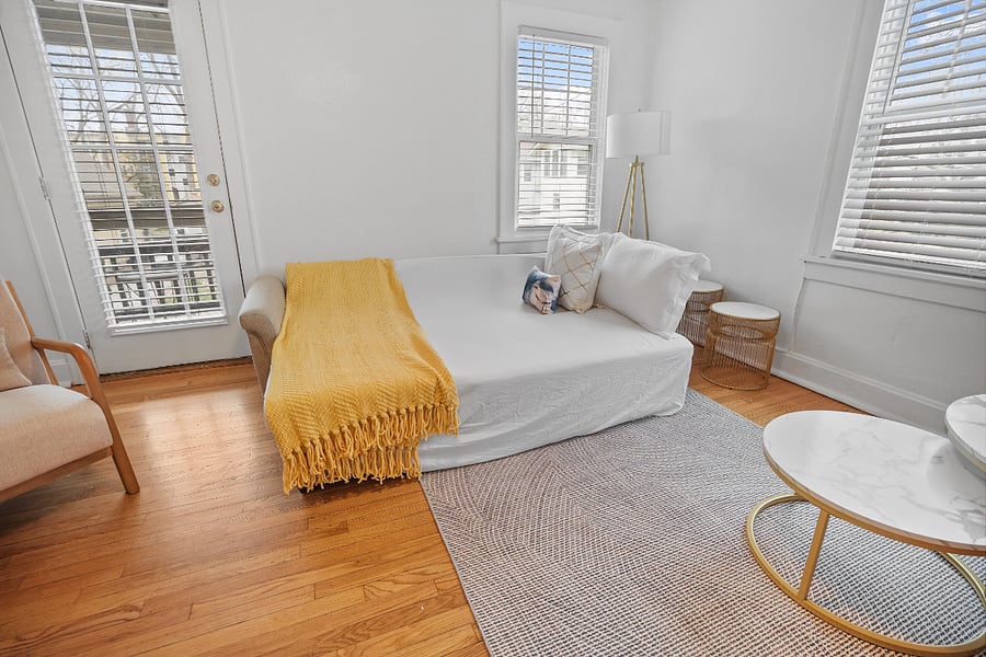 Sofa bed with everything provided for a good night sleep