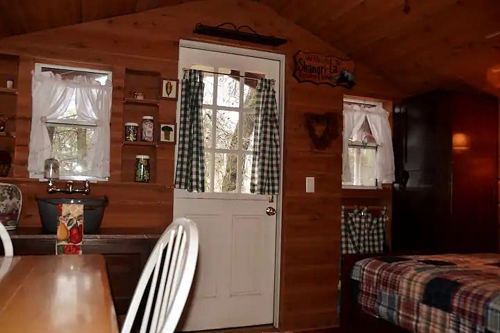 Food pantry under sideboard.