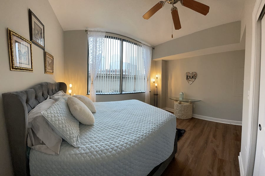 Bedroom with city view