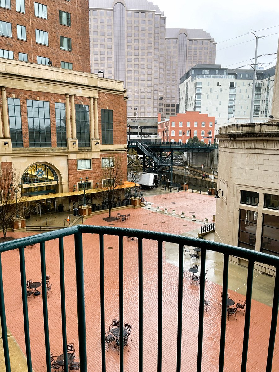 View from balcony overlooking the courtyard