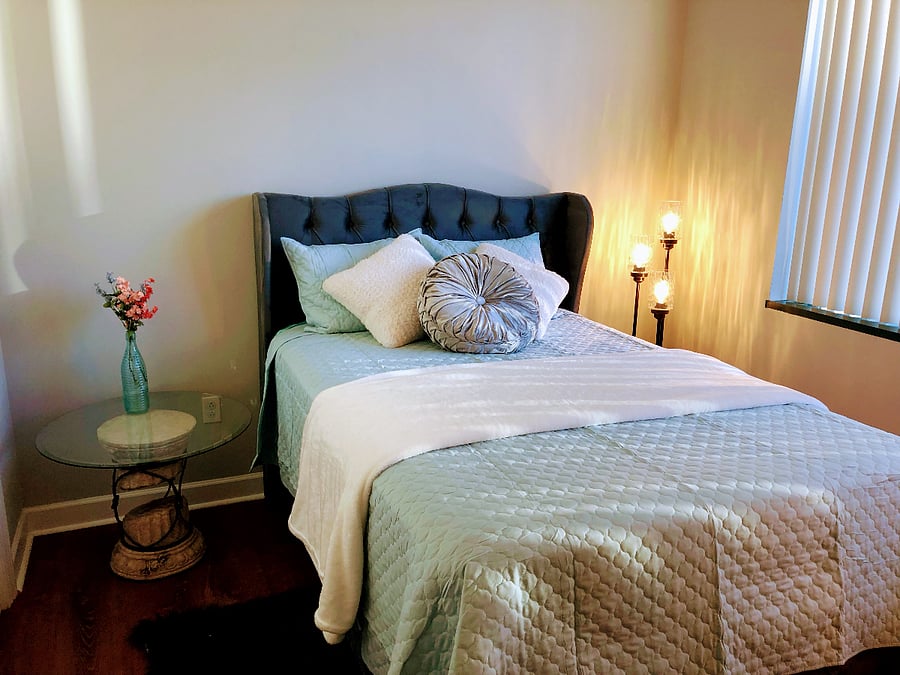 Bedroom with city view