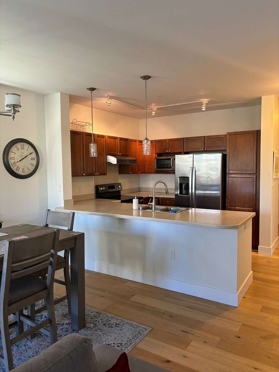 New fridge and everything you need to cook. 