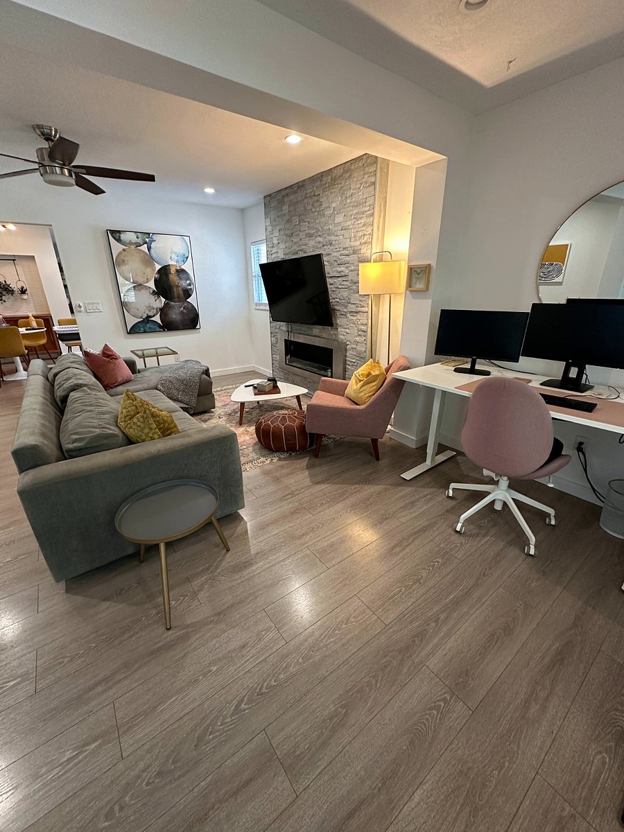 Cozy living room and work space