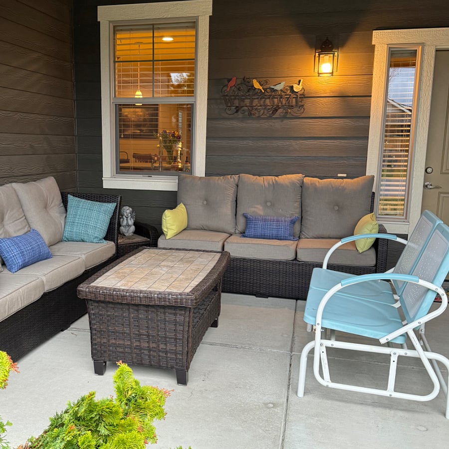 Covered front porch for lounging & visiting