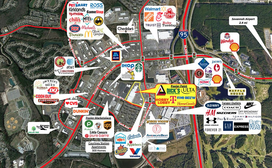 Just about any shopping or restaurant craving you have can be satisfied just West of this property in Pooler.  