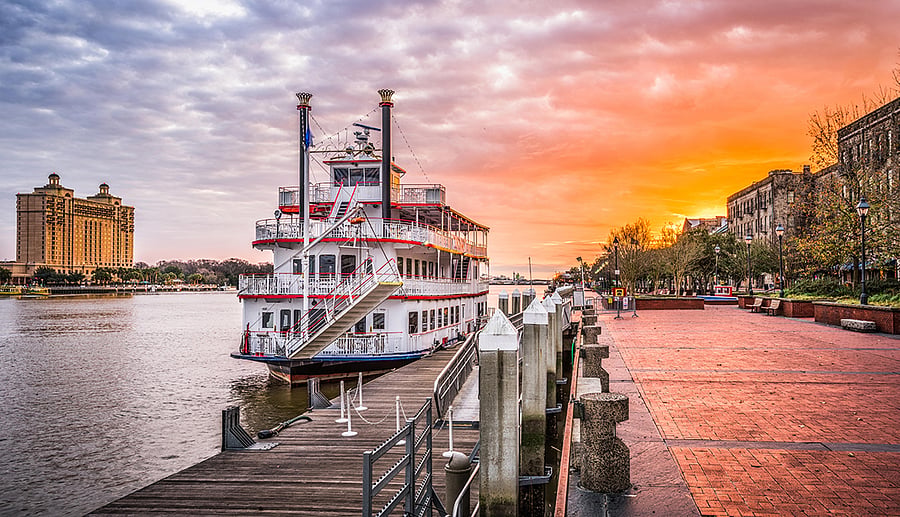 Book a Riverboat Cruise in Downtown Savannah, only 5 miles away.  Seeing the city by boat is amazing!