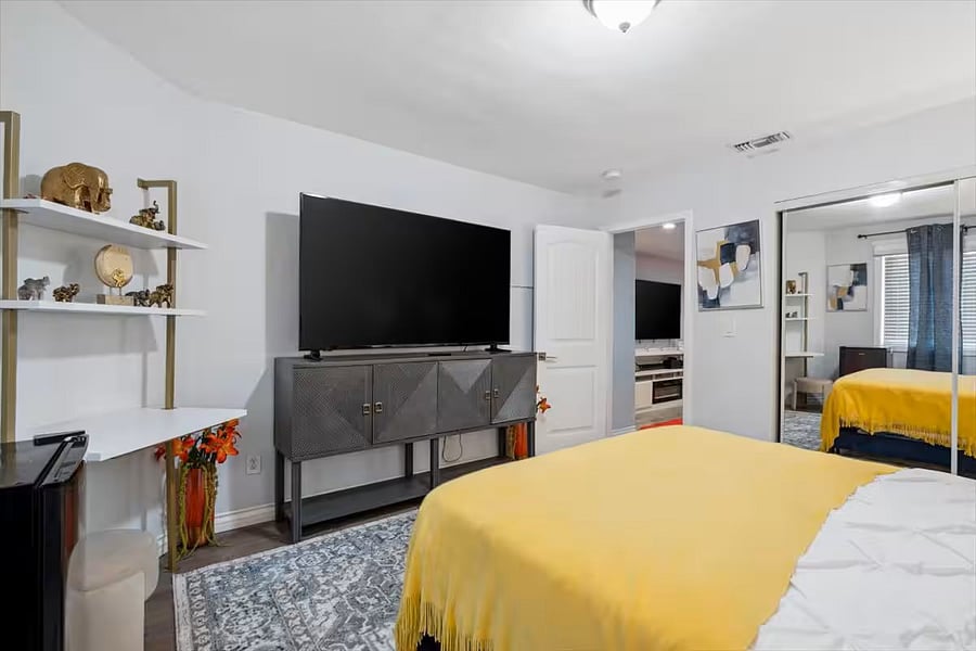 Unwind with a movie night on the large-screen TV, perfect for relaxing after a day out.