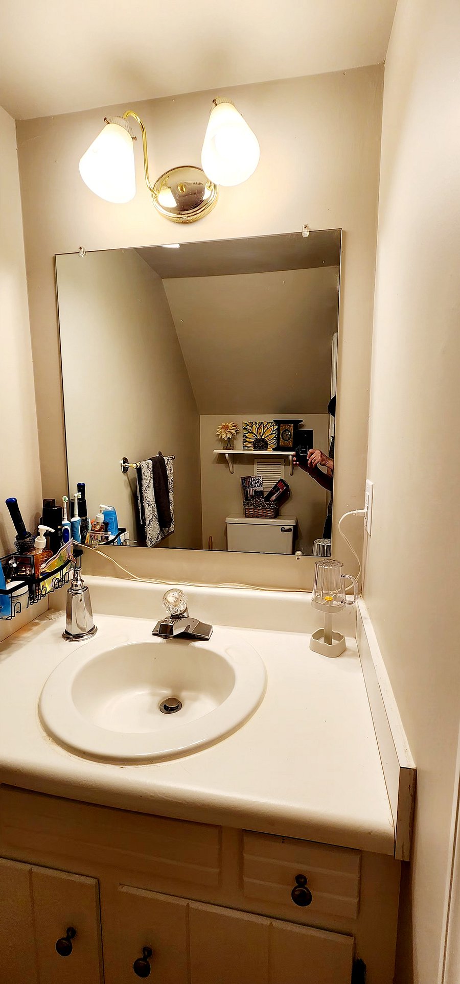 This is a shared powder room. I tend to keep my toiletries in this bathroom when I'm in town. I do use the hallway bathroom shower upstairs. 