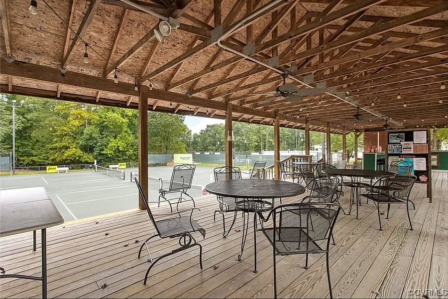 Covered seating for your tennis, pickleball match or snacks. 