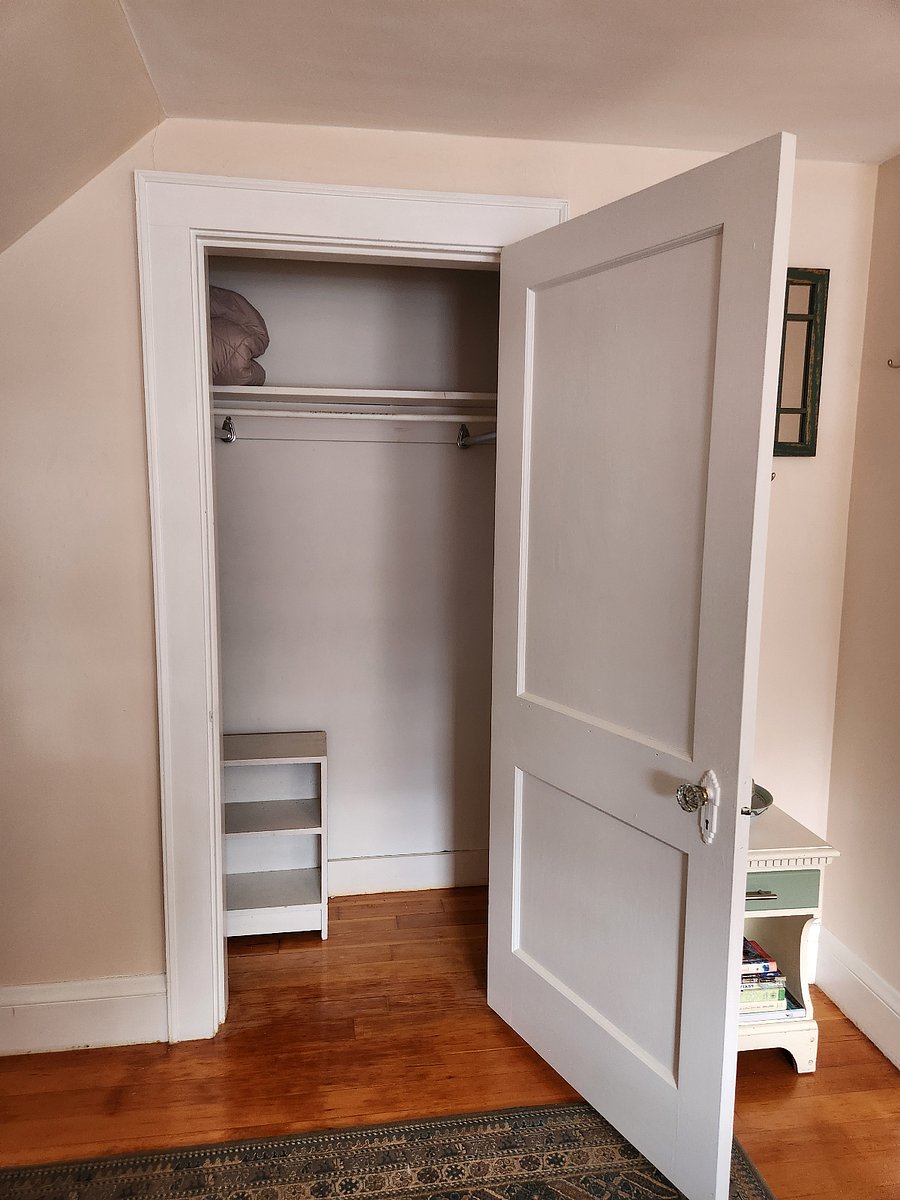 Large closet, fully empty with plenty of room for clothing and storage