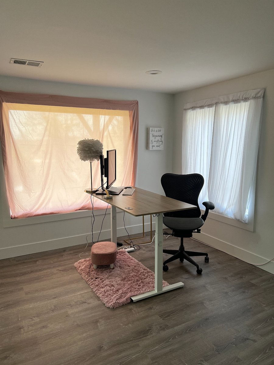 New blinds coming June 2024. Desk/office area downstairs.