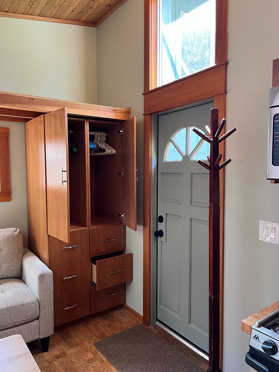 Closet and drawers, front door.