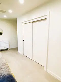 Large bedroom hanging clothing closet