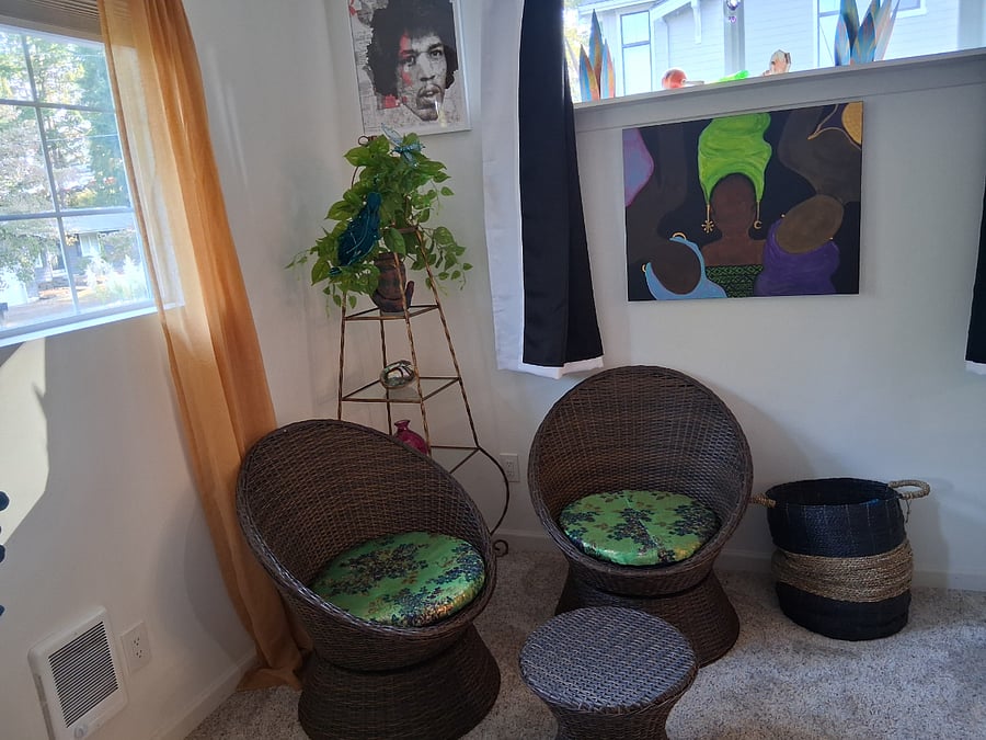 Nook with comfortable swivel chairs, a space to contemplate