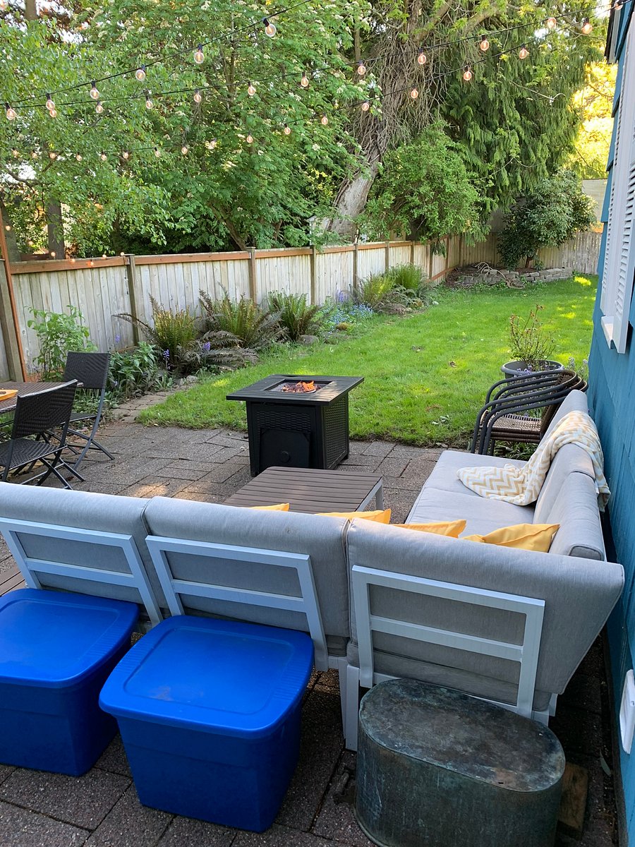 Patio with fire table