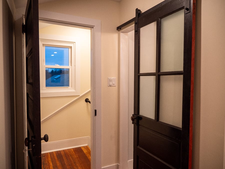 Room #3. Bedroom Door & Sliding Door to Private en suite Bathroom