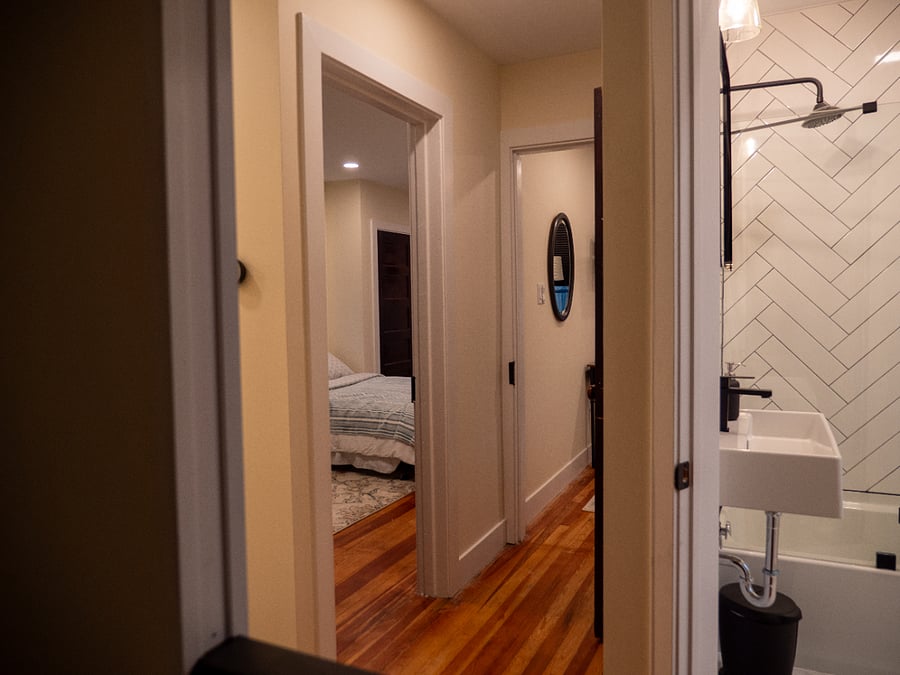 2nd Floor. View of Rooms #1 & #2. Full Bathroom #2 [shared]