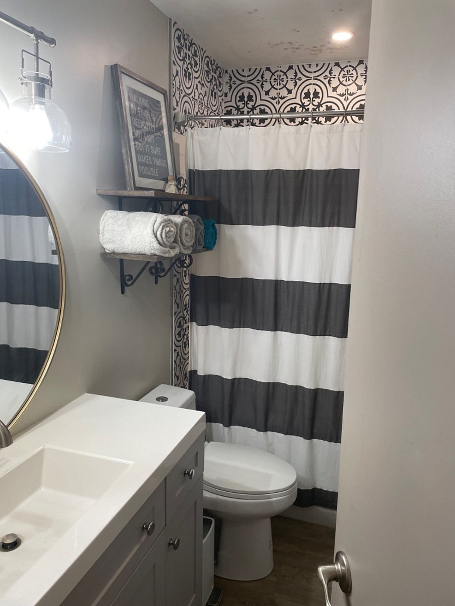 Bathroom- Counter & Open concept shelving