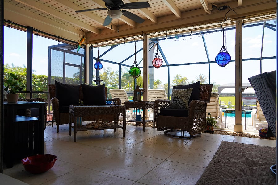 Relaxing lanai seating area