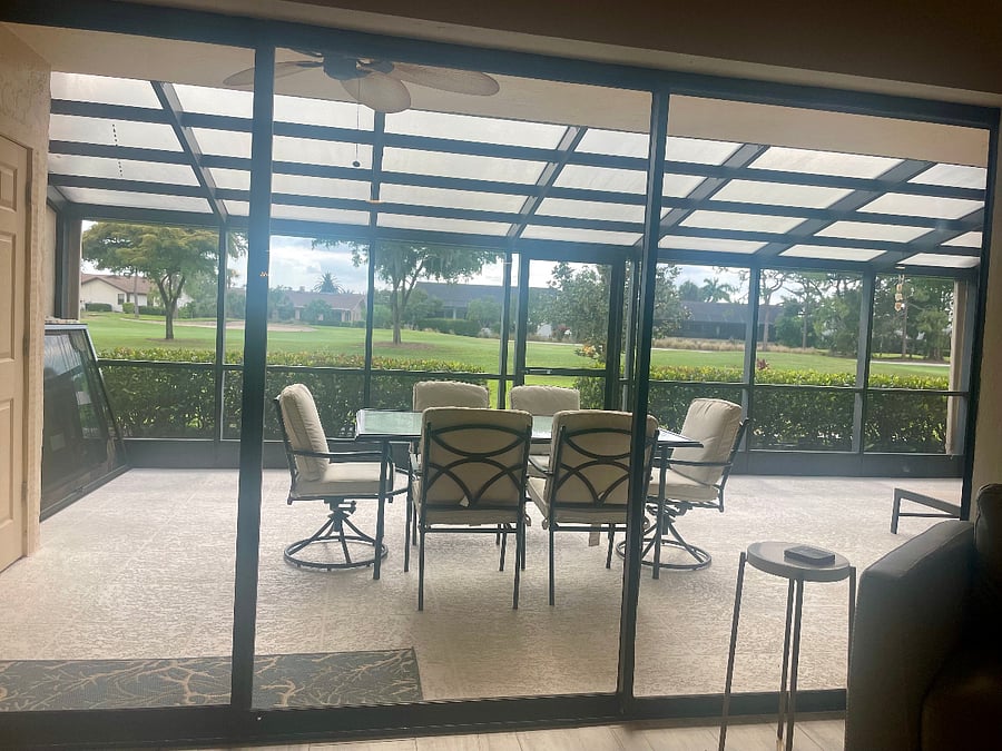 Sliding glass pocket doors open to large oversized lanai.