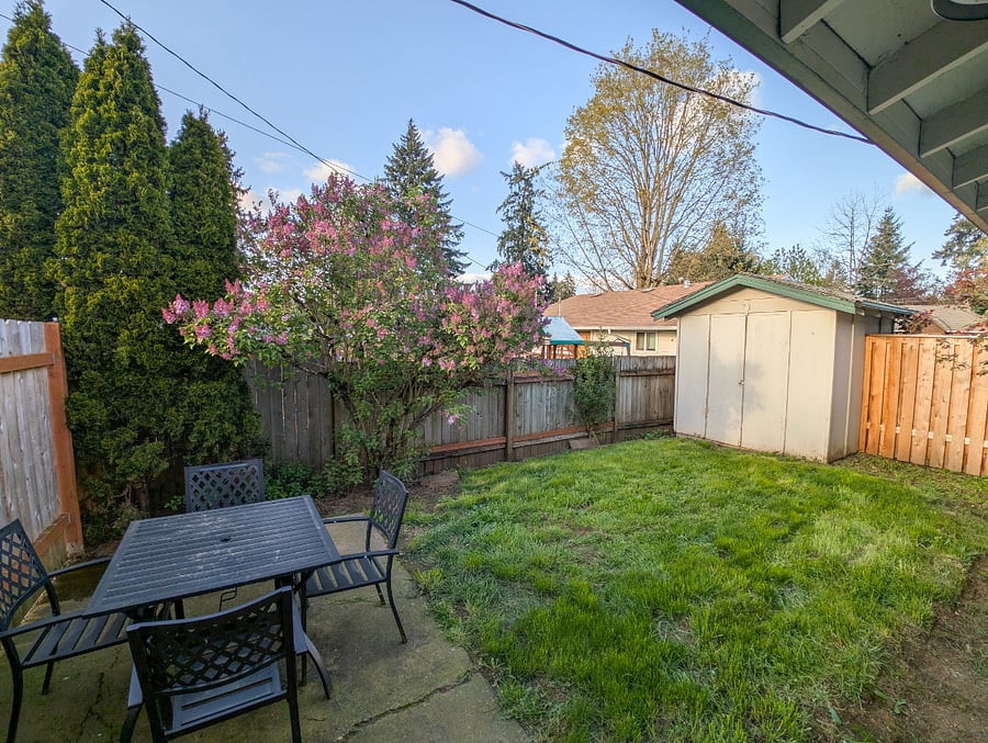 Fully fenced yard for your furry guests
