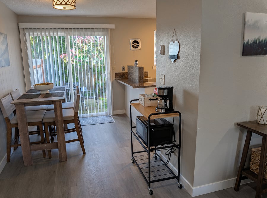 Dining area opens to living room