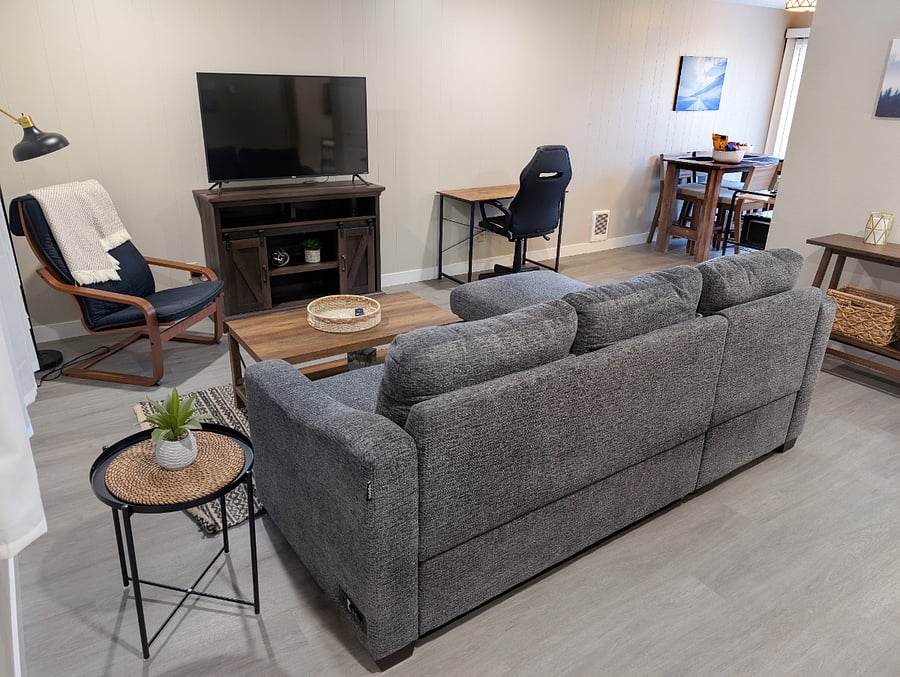 Large living area with desk