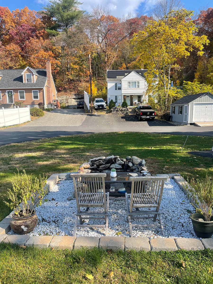 Backyard fire pit. 