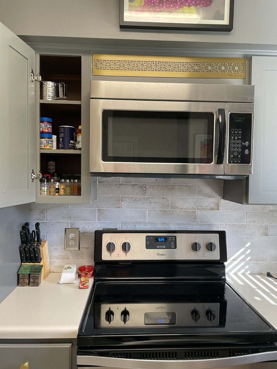 The kitchen comes fully stocked with plenty of plates, silverware, cooking utensils, pots and pans, spices, and cooking basics. The Fridge and freezer has plenty of storage for food. The pantry has some basic essentials: flour, sugar, a few canned goods