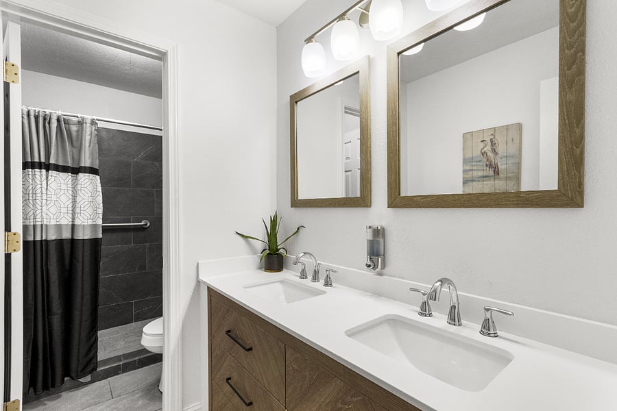 Bathroom #1 in hallway with walk-in shower