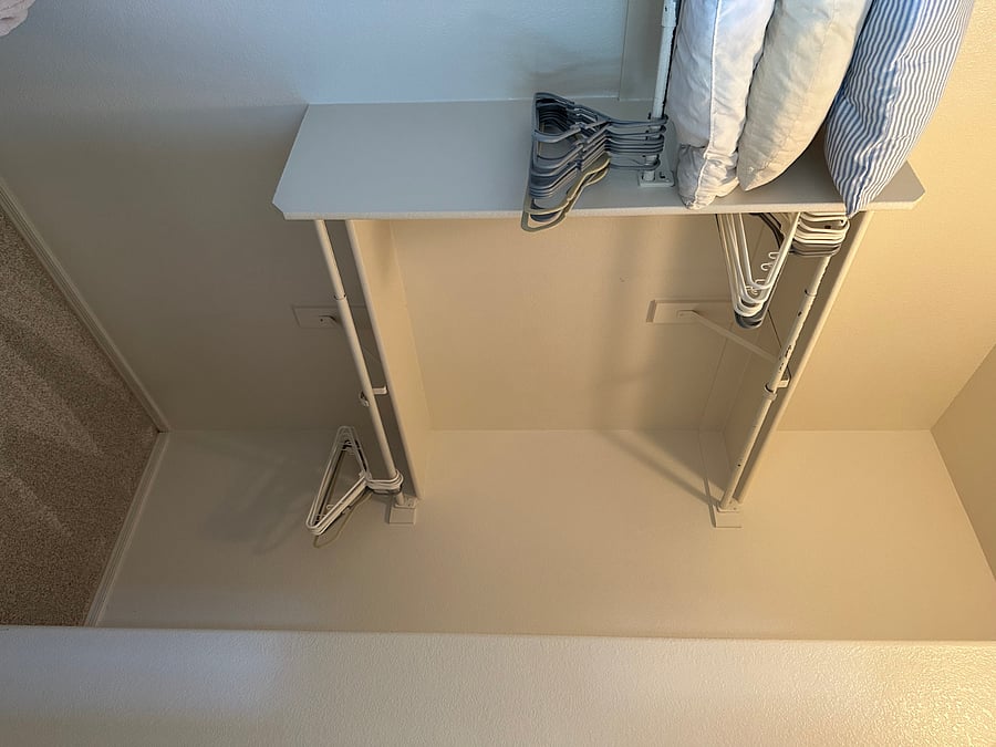 Master Closet with plenty of hangers, extra pillows and blankets