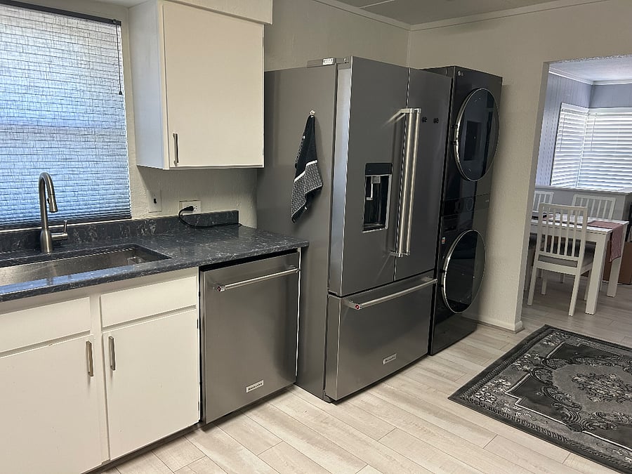 New sink, faucet, garbage disposal, countertop, KitchenAid dishwasher in 2020