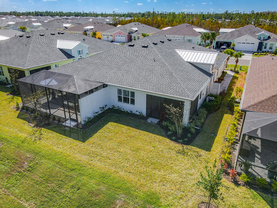 Aerial view of the rear of the villa