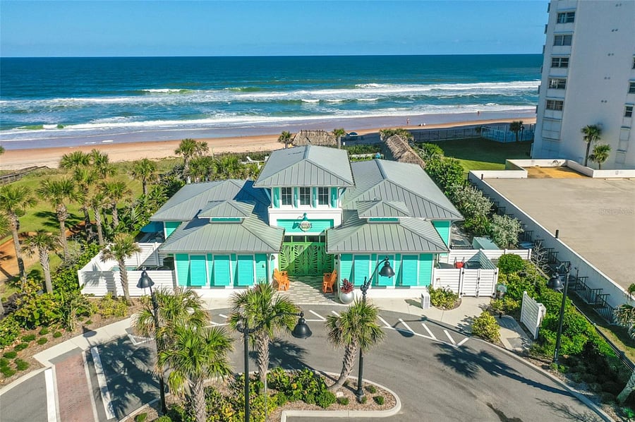 Latitude Margaritaville oceanfront beach club with outdoor pool. Shuttle bus runs from Town Center and back several times a day.