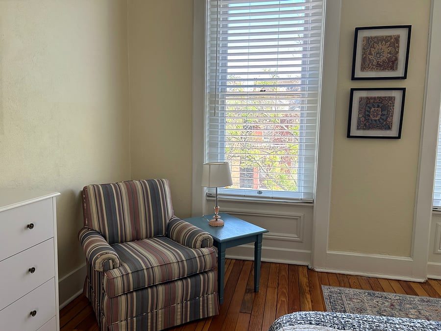 Cozy chair in bedroom for reading