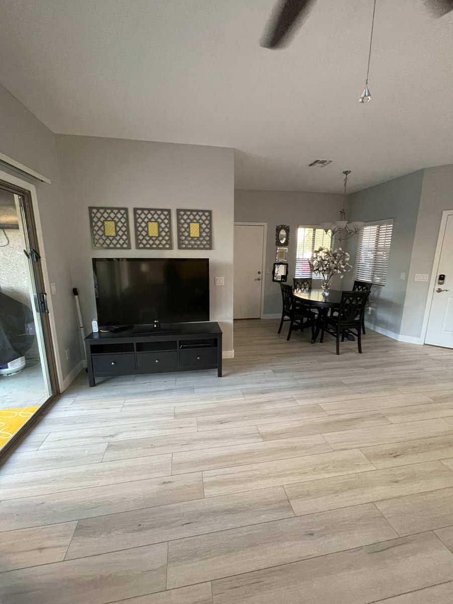 Living room and dining room