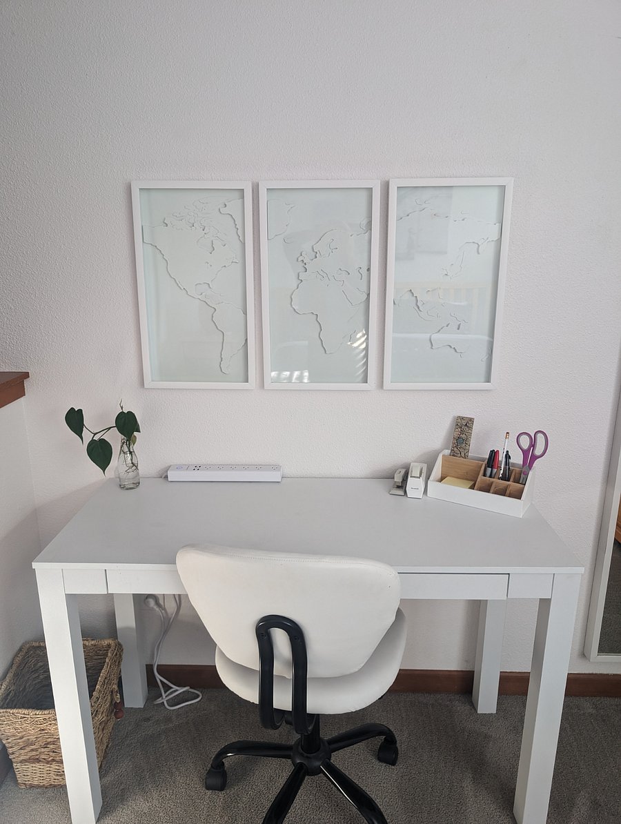 Large bedroom with a king bed and working desk