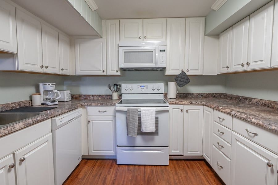 Kitchen also includes oven, microwave, and plenty of counter space
