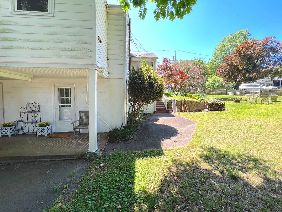 Pathway to private entrance just beside large shared yard