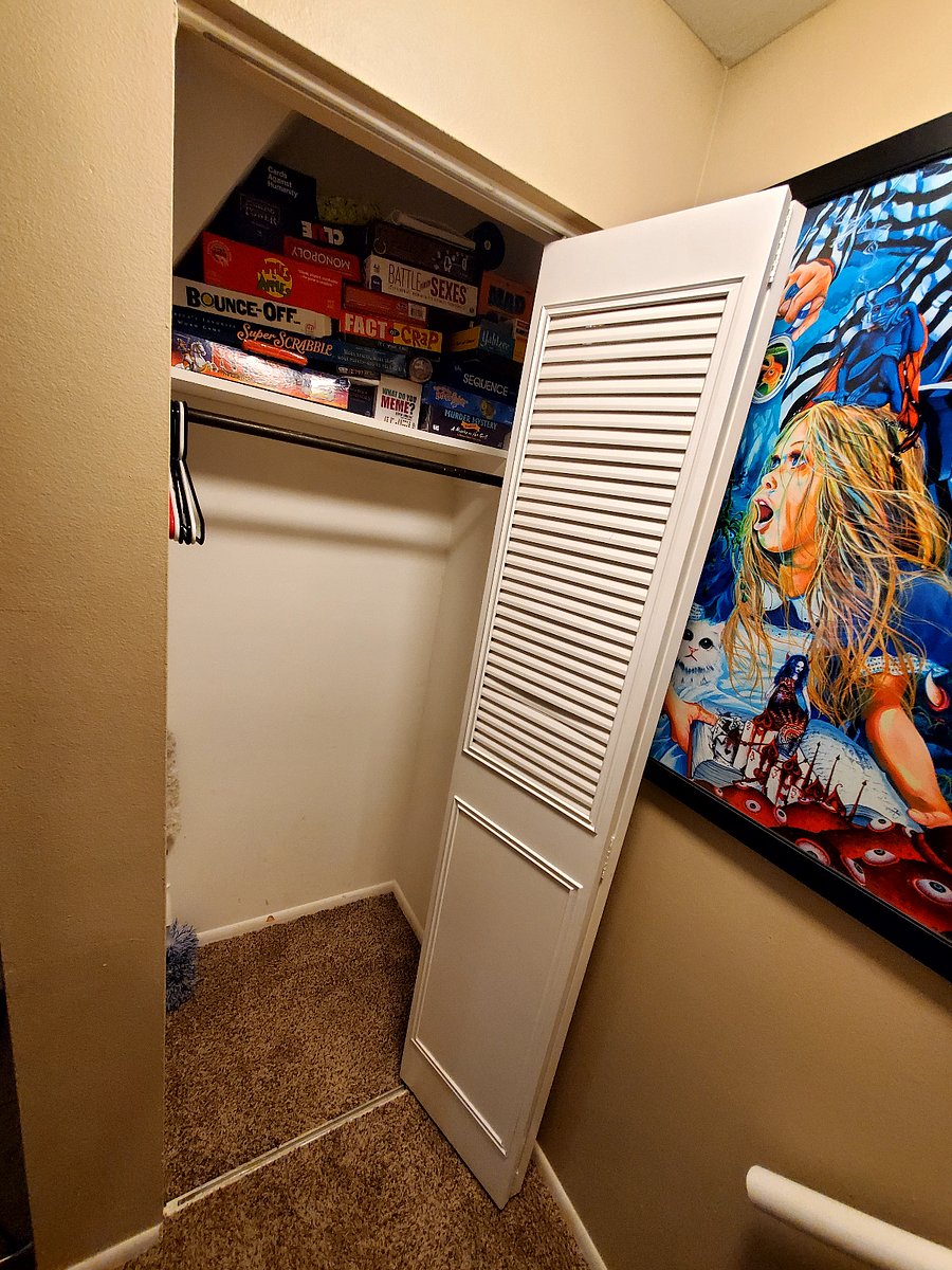 Downstairs closet.