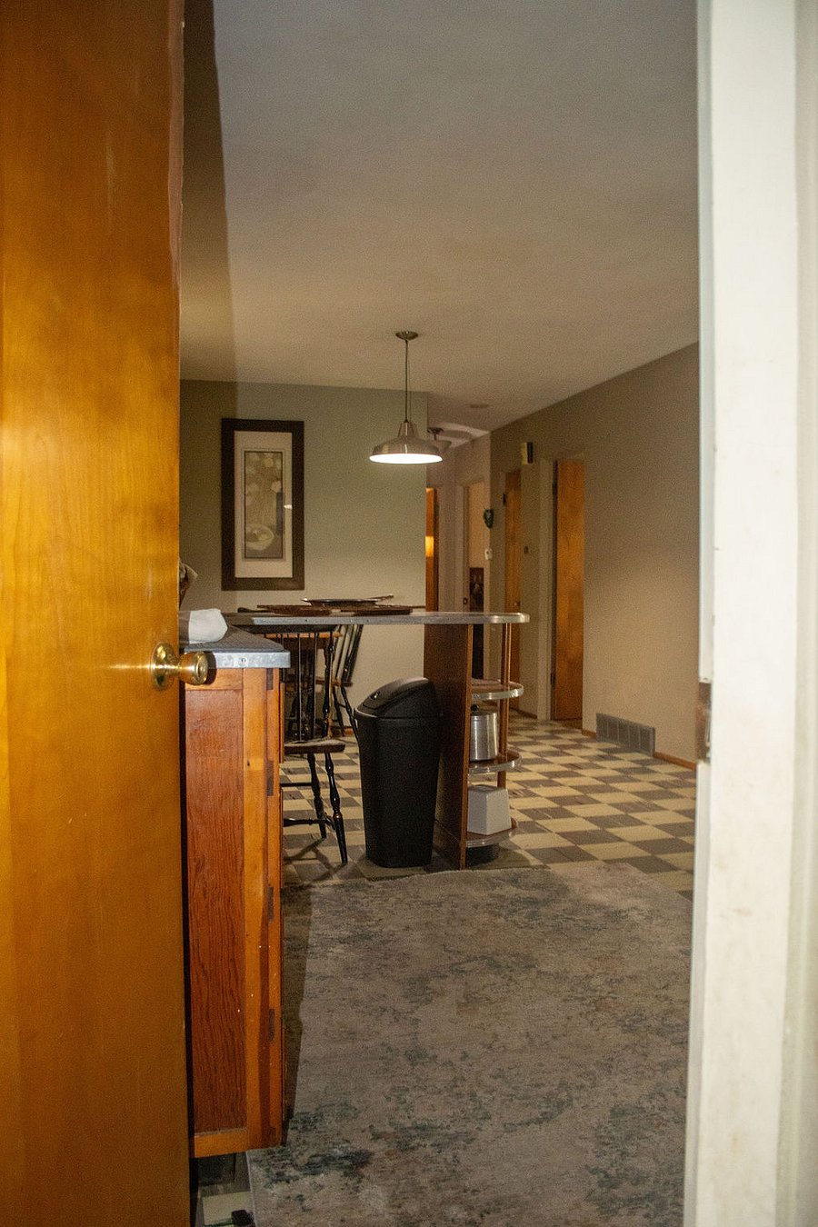 View from doorway to basement. 