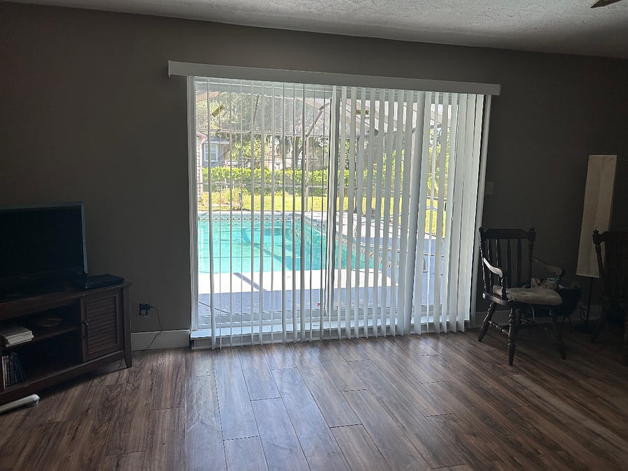 View of backyard and pool from your private living room space.